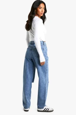 boohoo Petite Jeans Mom Déchirées à Taille Haute<Femme Denim|Jeans