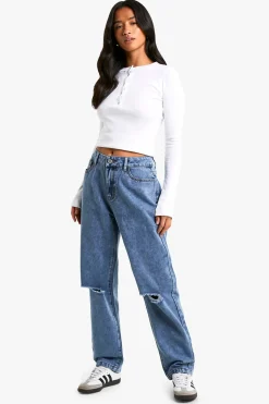 boohoo Petite Jeans Mom Déchirées à Taille Haute<Femme Denim|Jeans