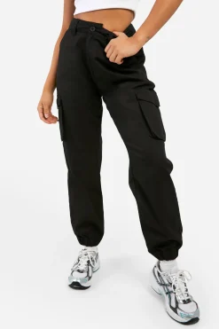 boohoo Petite Joggers Cargo en Twill à Taille Haute<Femme Pantalons