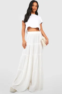 boohoo Petite Jupe Maxi à Niveaux en Étamine<Femme Jupes|Jupes
