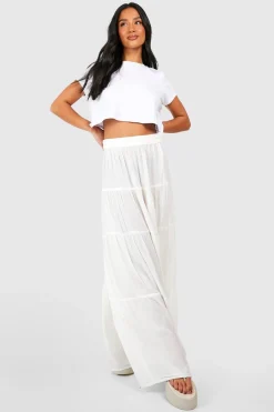 boohoo Petite Jupe Maxi à Niveaux en Étamine<Femme Jupes|Jupes