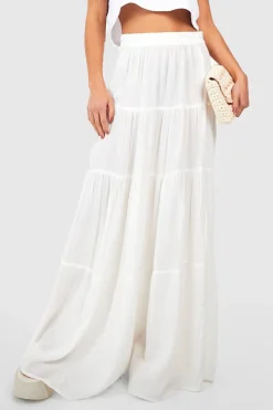 boohoo Petite Jupe Maxi à Niveaux en Étamine<Femme Jupes|Jupes