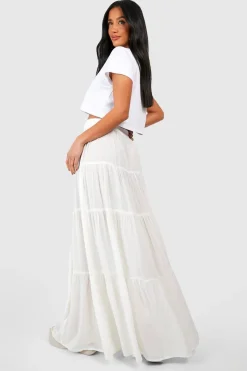 boohoo Petite Jupe Maxi à Niveaux en Étamine<Femme Jupes|Jupes