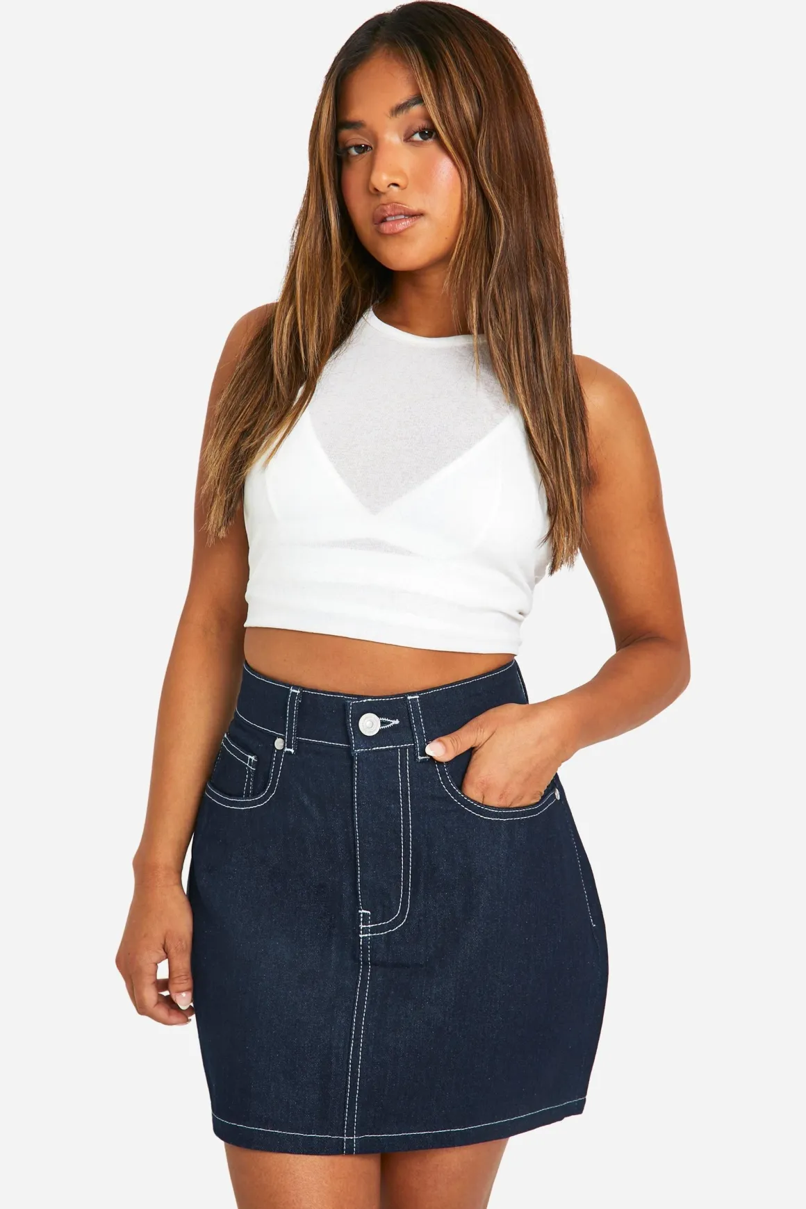 Petite Jupe Mini en Denim Indigo
