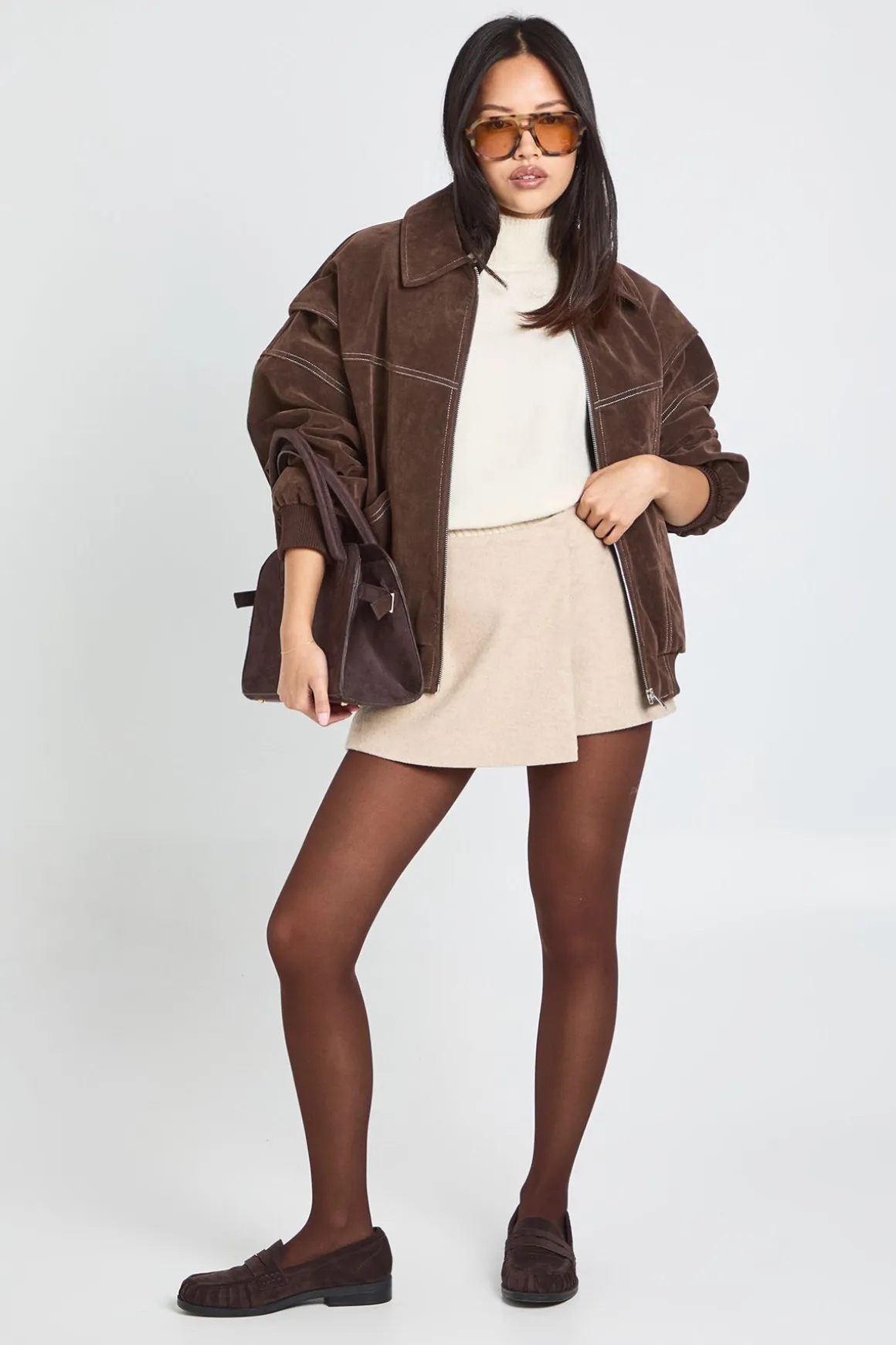 Petite Jupe Mini Portefeuille Look Laine