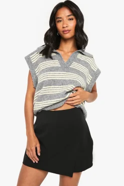 boohoo Petite jupe-short ajustée à drapé avant<Femme Jupes|Jupes