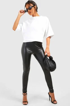 Petite leggings en aspect cuir super stretch à effet gainant