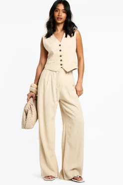Petite Linen Look Waistcoat devient Gilet à l'aspect lin pour petites tailles