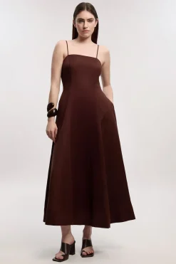 KarenMillen Petite Linen Woven Maxi Prom Dress<Femme Robes Bal De Promo|Robes