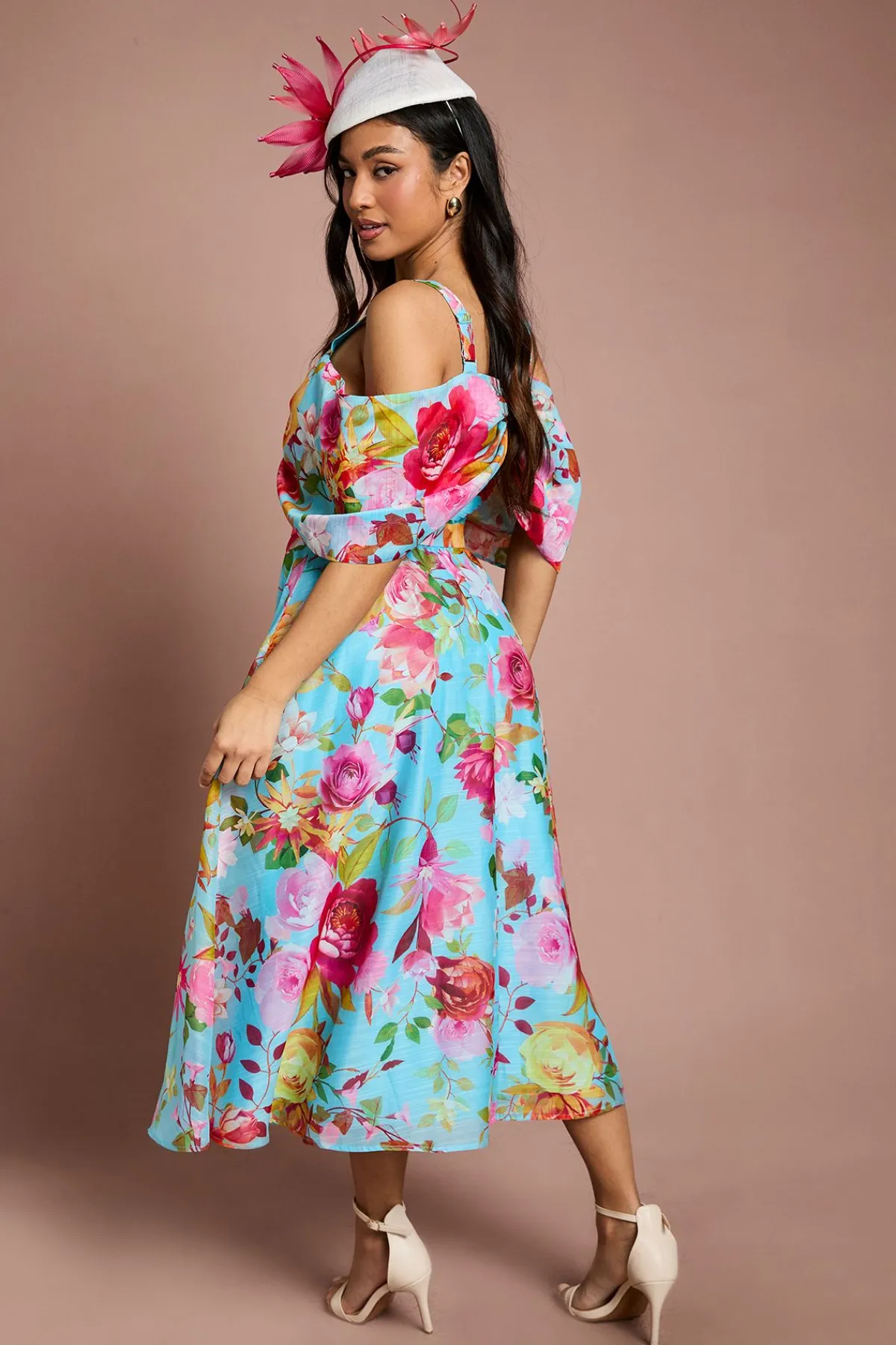 Coast Petite Lisa Robe Midi Évasée Bardot Couleur Tan<Femme Robes|Robes Mi-Longues