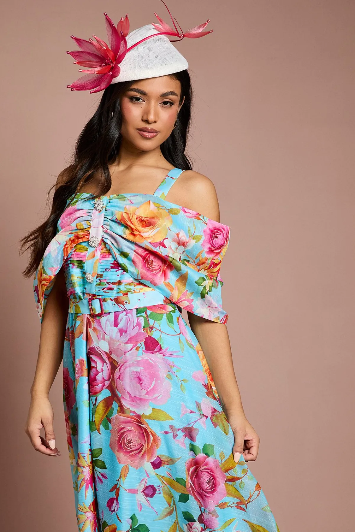 Coast Petite Lisa Robe Midi Évasée Bardot Couleur Tan<Femme Robes|Robes Mi-Longues