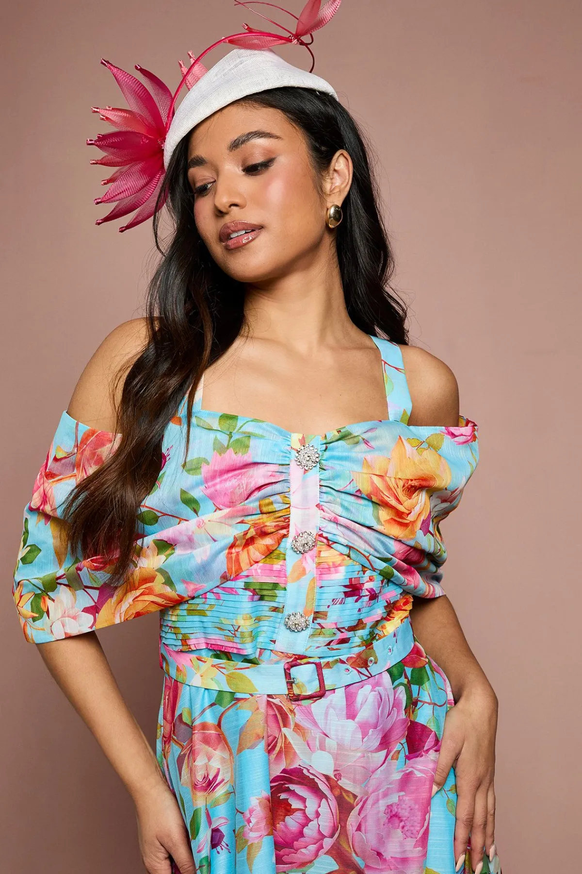 Coast Petite Lisa Robe Midi Évasée Bardot Couleur Tan<Femme Robes|Robes Mi-Longues