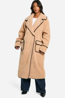 Petite Longline Blanket Stitch Teddy Jacket