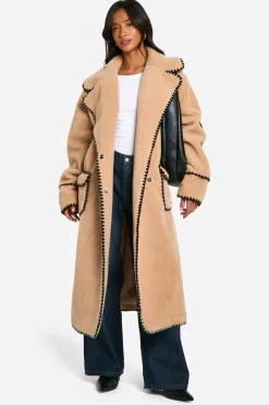 Petite Longline Blanket Stitch Teddy Jacket