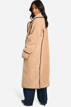 Petite Longline Blanket Stitch Teddy Jacket