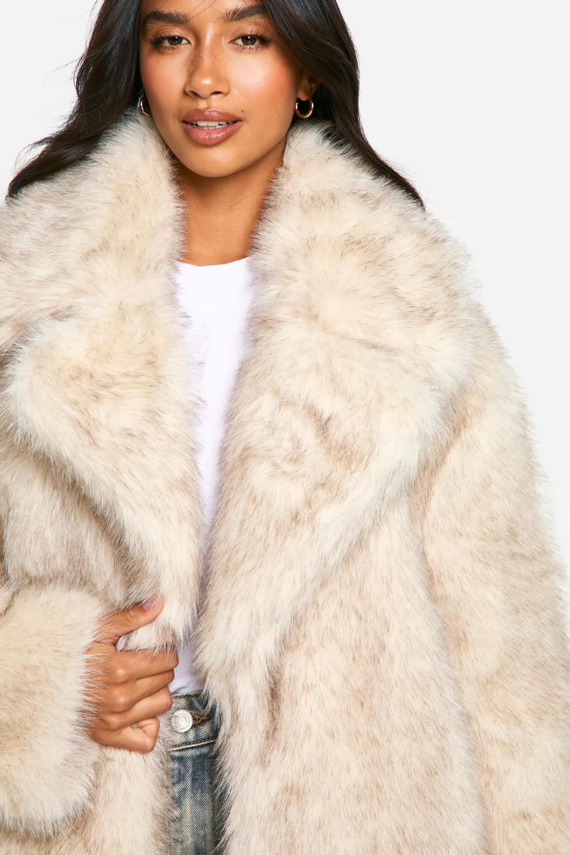 Petite Longline Vintage Look Manteau en synthétique