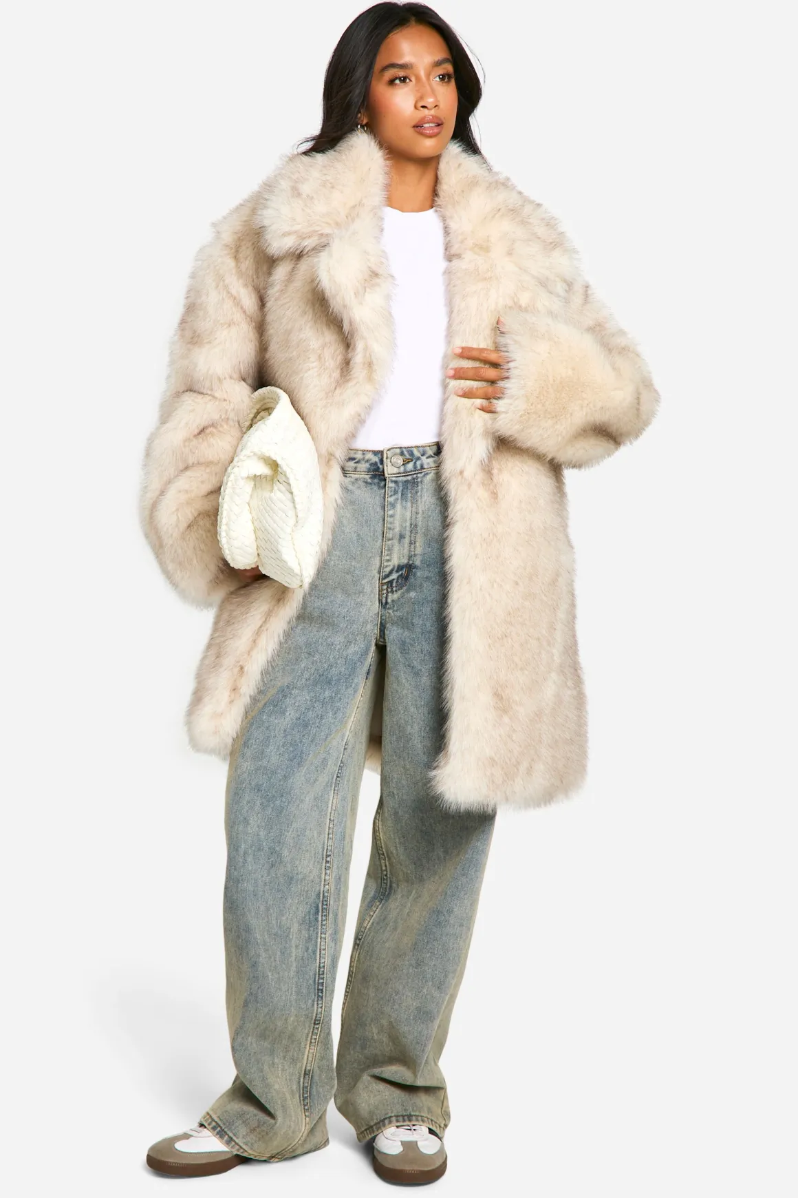 Petite Longline Vintage Look Manteau en synthétique