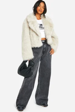 boohoo Petite Look Vintage Manteau en synthétique<Femme Vestes & Manteaux