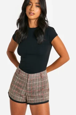boohoo Petite Micro-Short Imitation Laine à Carreaux<Femme Tailleurs|Shorts