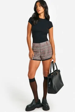 boohoo Petite Micro-Short Imitation Laine à Carreaux<Femme Tailleurs|Shorts