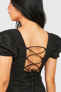 boohoo Petite Mini-Robe à Manches Bouffantes<Femme Toutes Les Robes|Robes