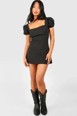 boohoo Petite Mini-Robe à Manches Bouffantes<Femme Toutes Les Robes|Robes