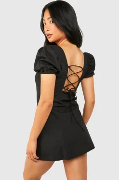 boohoo Petite Mini-Robe à Manches Bouffantes<Femme Toutes Les Robes|Robes