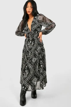 Petite Mono Paisley Midaxi Dress