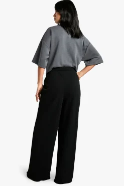 Petite pantalon stretch à jambes larges