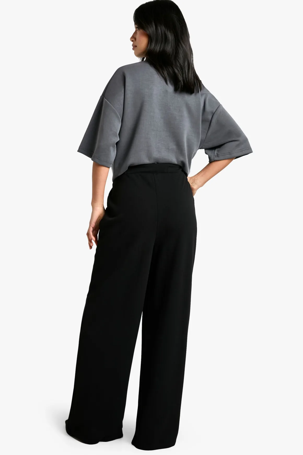 Petite pantalon stretch à jambes larges