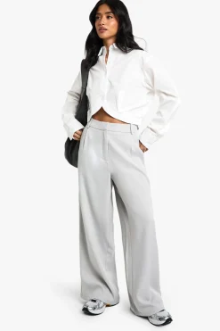 boohoo Petite Pantalon sur mesure à jambes larges<Femme Pantalons|Tailleurs
