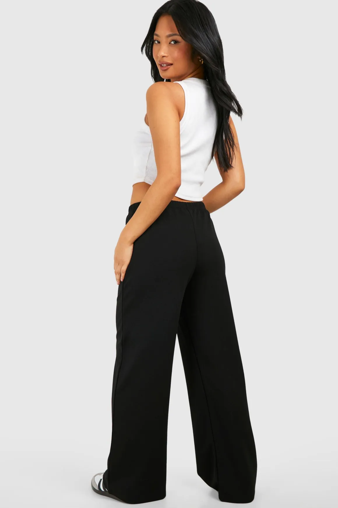 Petite Pantalon à Taille Nouée et Jambes Larges