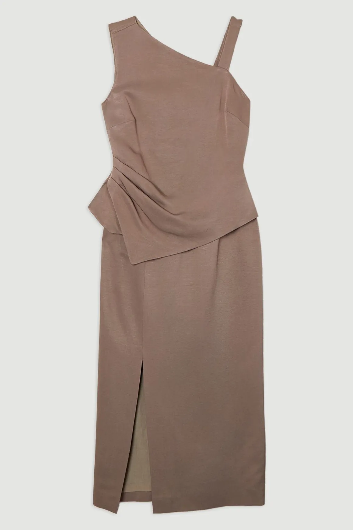 Petite Premium Robe Maxi Crayon Asymétrique en Viscose et Lin Sur Mesure