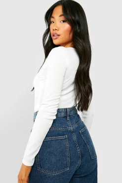 boohoo Petite Rib Corset Bodysuit<Femme Tops