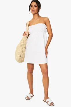 Petite robe bandeau petite en lin froncé