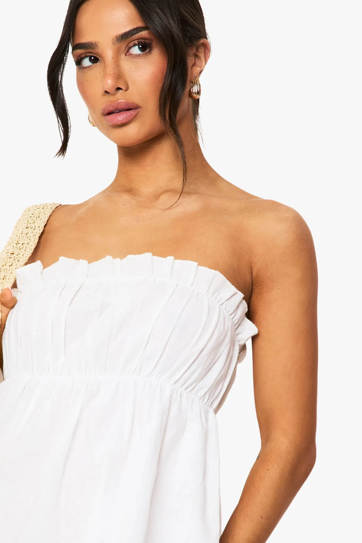 Petite robe bandeau petite en lin froncé