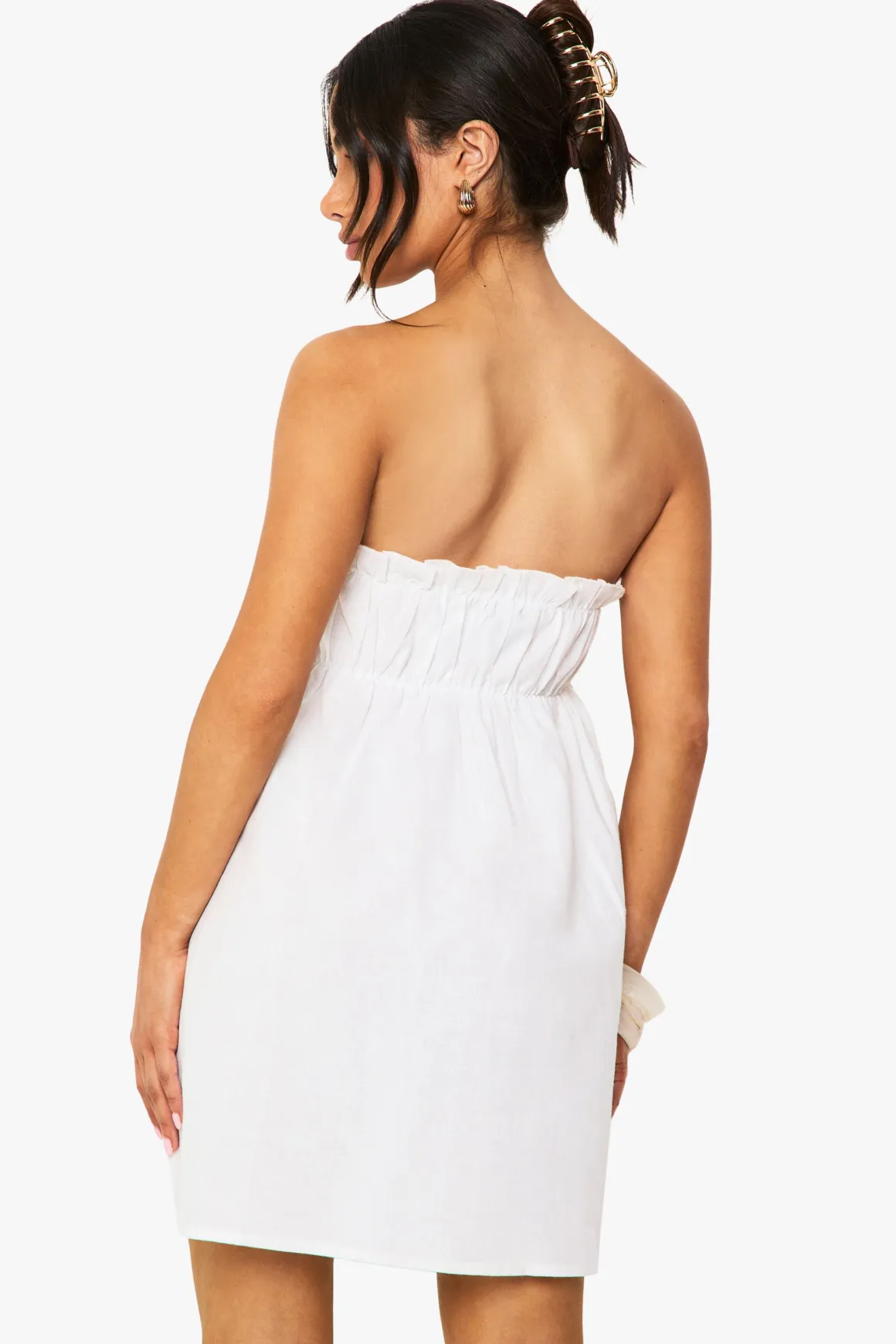 Petite robe bandeau petite en lin froncé