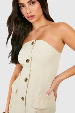 Petite robe blazer bandeau style lin