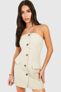 Petite robe blazer bandeau style lin