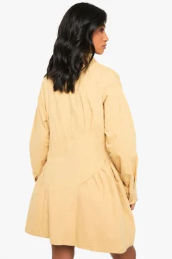 Petite robe chemise en popeline à ourlet volumineux