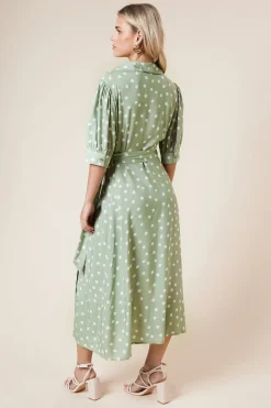 Dorothy Perkins Petite Robe Chemise à Manches Bouffantes et Ceinture Spot<Femme Robes Mi-Longues|Robes