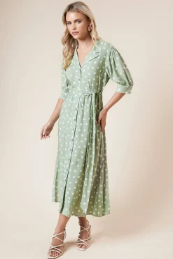 Dorothy Perkins Petite Robe Chemise à Manches Bouffantes et Ceinture Spot<Femme Robes Mi-Longues|Robes