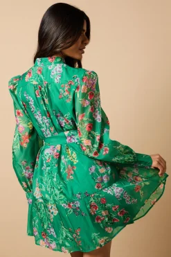 Oasis Petite Robe Chemise Mini en Organza Floral Vert<Femme Robes À Manches Longues|Robes