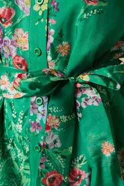 Oasis Petite Robe Chemise Mini en Organza Floral Vert<Femme Robes À Manches Longues|Robes