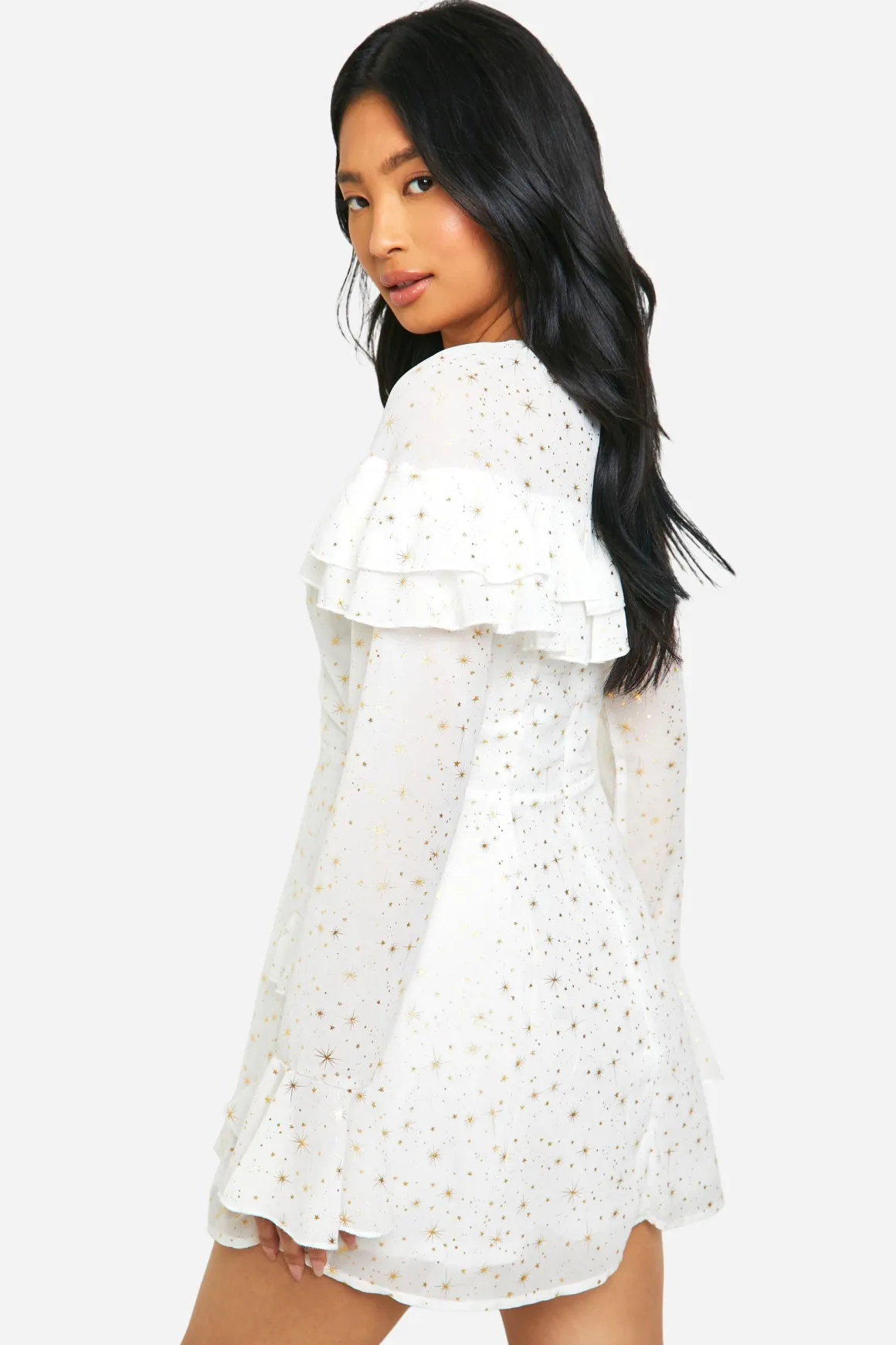 Petite - Robe courte à volants et imprimé étoile