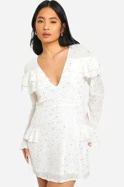 Petite - Robe courte à volants et imprimé étoile