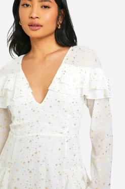 Petite - Robe courte à volants et imprimé étoile
