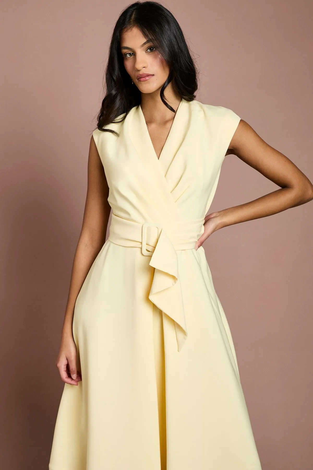 Coast Petite Robe Crêpe Ceinturée<Femme Robes|Robes Mi-Longues