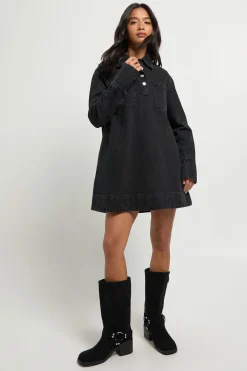 Petite Robe Denim à Manches Longues