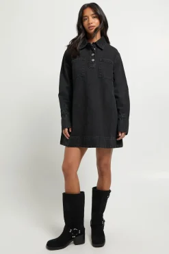 Petite Robe Denim à Manches Longues